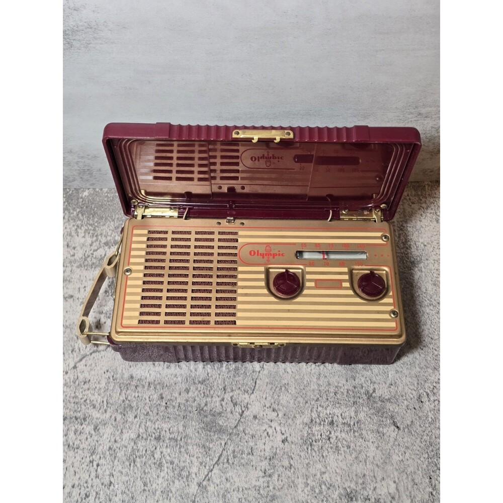 Vintage Olympic Portable Tube AM Radio, Model 449 Battery Powered 1950s Untested - Picture 2 of 2